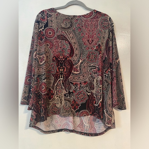 Women’s dress barn y2k babydoll top 2X paisley print liquid knit - Picture 5 of 7